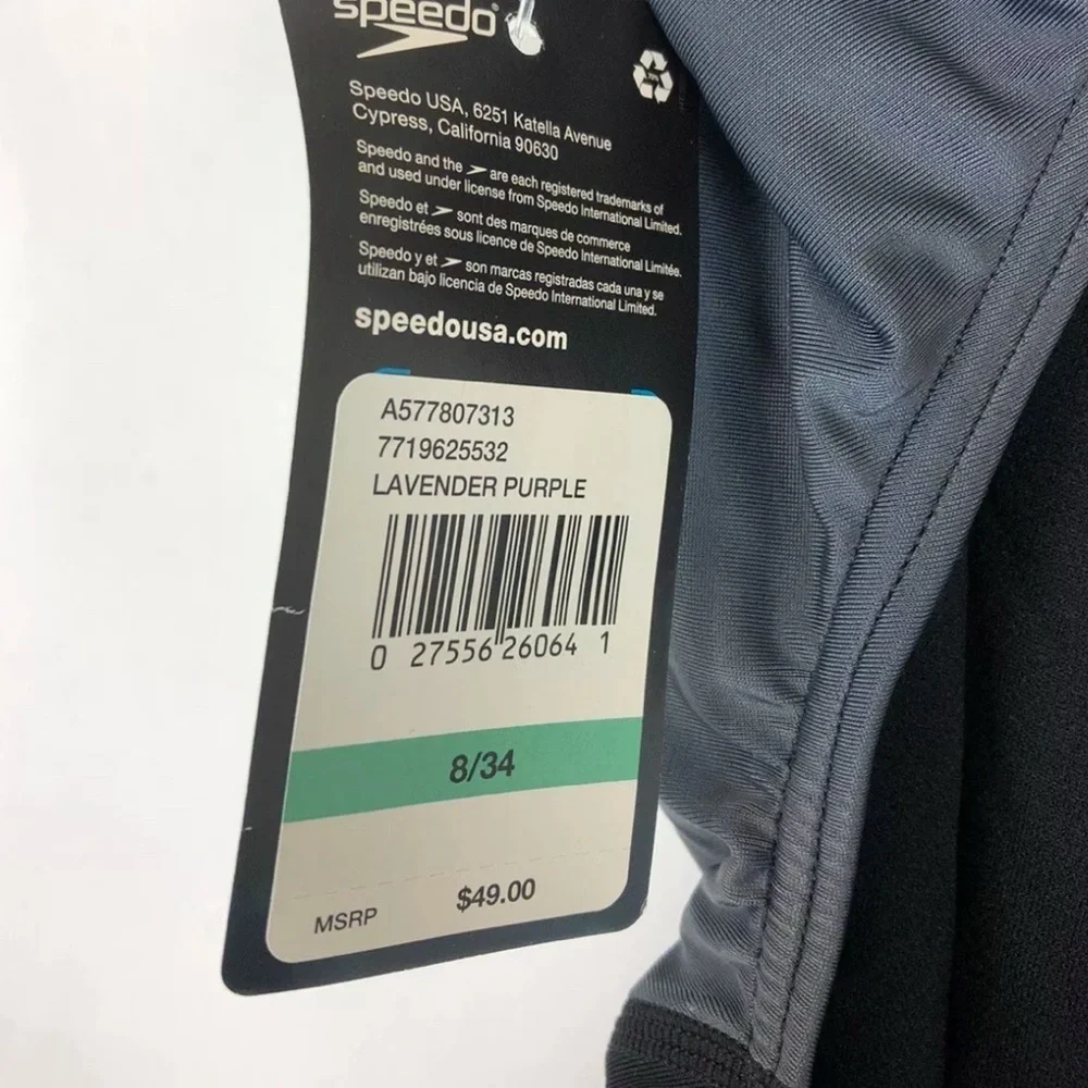 Speedo Women’s Pro LT Black Grey One Piece Swimsuit Size 8/34